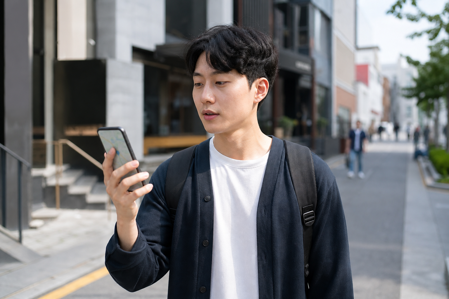 서울 거리의 남성