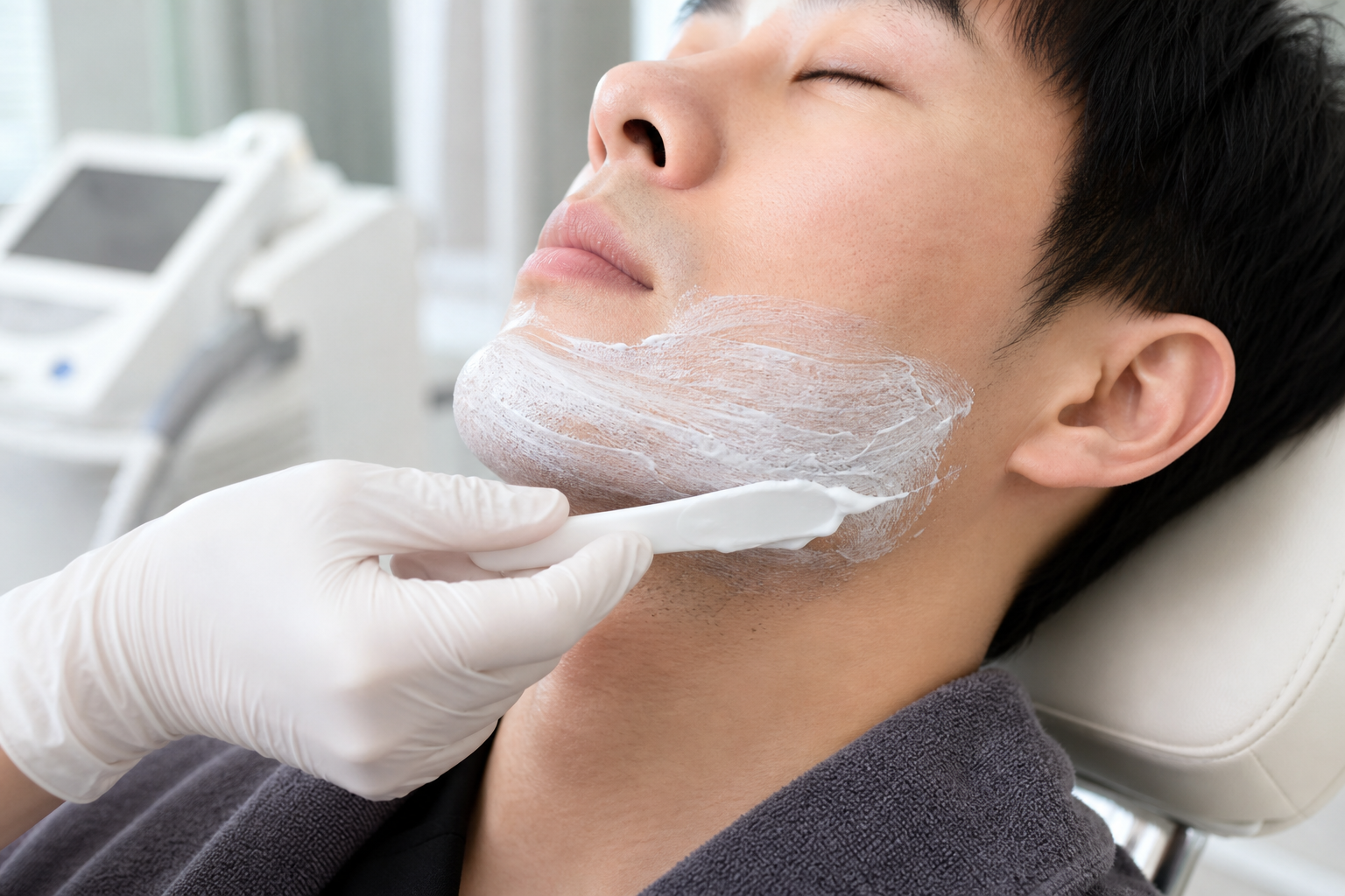 볼 부위 시술 장면